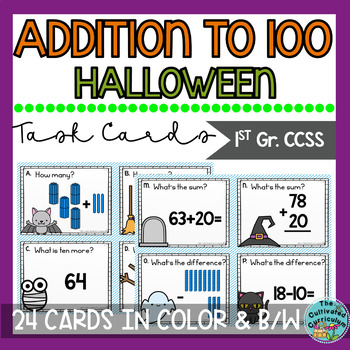 Preview of Addition Within 100 Task Cards Halloween