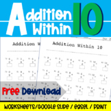 Math Facts Fluency Timed Tests | Addition Within 10 Worksh