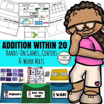 Preview of Addition Within 20- Addition Fluency Games (War, Memory, Roll, Say Keep)