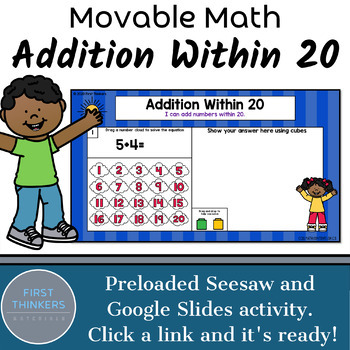 Preview of Addition Within 20 Google Slides Seesaw Digital Math Game