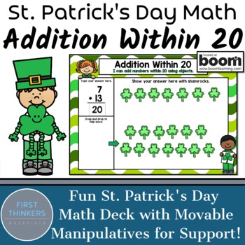 Preview of Addition Within 20 St Patricks Day Math Activities Boom Cards Free