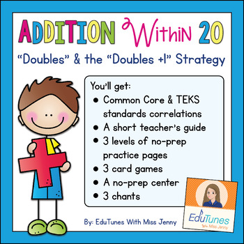 Preview of Addition Within 20 Doubles Strategy Worksheets | Use for Distance Learning