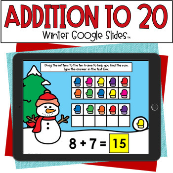 Preview of Addition to 20 - Winter Activities - Google Slides™ Math