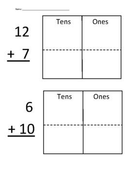 Addition Within 20 Worksheet (using Place Value Mat). By Create And Climb