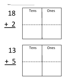Addition Within 20 Worksheet (using place value mat). by Create and Climb