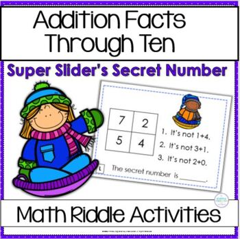 Preview of Addition Within Ten Winter Math Riddles Activities