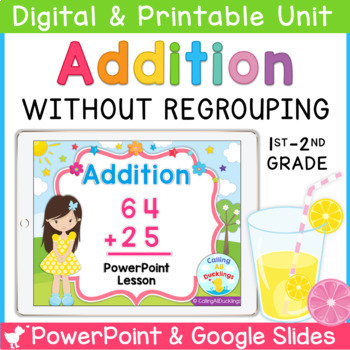 Preview of Digital Double Digit Addition Without Regrouping | Google Slides | PowerPoint