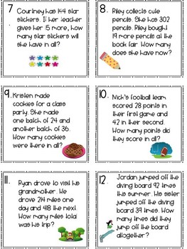 Addition Word Problem Task Cards by Terrific Teaching in Third with Mrs ...