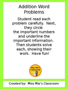 Preview of Addition Word Problems