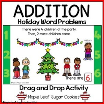 Preview of Addition Word Problems - Holiday Version w/ Moveable Clipart - Christmas