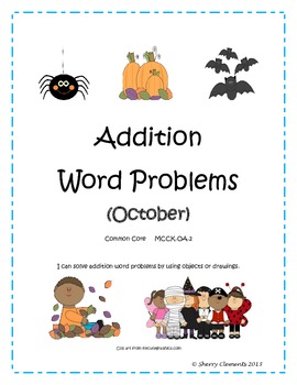 Preview of Fall Addition Word Problems | October | Worksheets