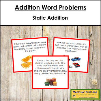 Preview of Addition Word Problems Set 1 (color-coded) - Static Addition Math Questions