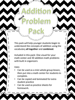 Preview of Addition Word Problems with Visuals