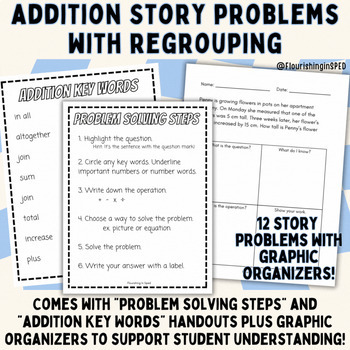 Preview of Addition Word Problems with Regrouping - Story Problems w/Graphic Organizers