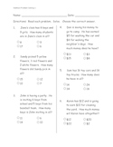 Addition Word problem pre-post assessment pages ITBS style