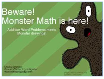 Preview of Addition Words Problems meet Monster drawings!