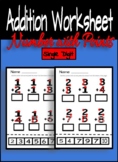 Addition Worksheet (Touch Numbers) Cut and Paste