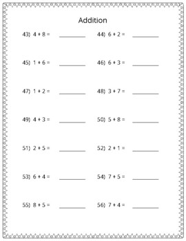 Addition Sums Math Worksheets 0-9 by Peppermint Puzzles | TPT