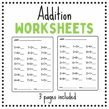 Preview of Addition Worksheets