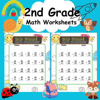 Preview of Addition Worksheets | Math Activities| 2nd Grade |2 Decimals Math