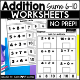 Addition Worksheets Within 10 | No Prep Math Worksheets | 