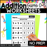 Addition Worksheets Within 5 | No Prep Math Worksheets