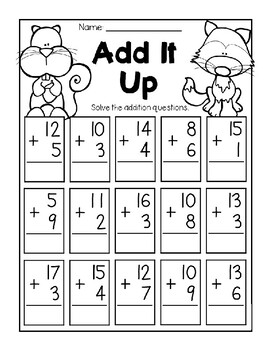 Preview of Addition Worksheets for 1st Grade