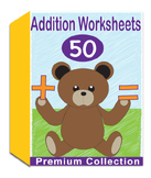 Addition Worksheets for Kindergarten (50 Worksheets) No Prep