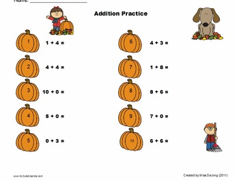 Preview of Addition Worksheets - self-generating (10 questions per page & 5 themes)