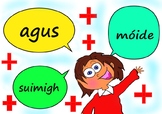 Addition and Equals posters as Gaeilge