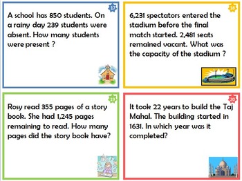 Addition and Subtraction Word Problems - Task Cards for ...