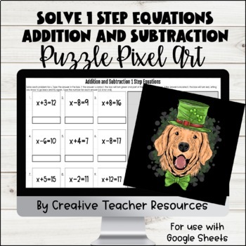 Preview of Addition and Subtraction 1 Step Equations DIGITAL Puzzle Pixel Art 