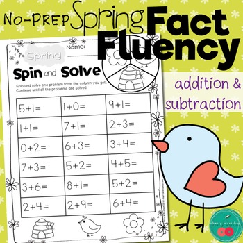 Preview of Spring Addition and Subtraction Worksheets - Build Fluency Fun Activities