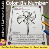 Color By Number Addition and Subtraction Beach Vacation Fu