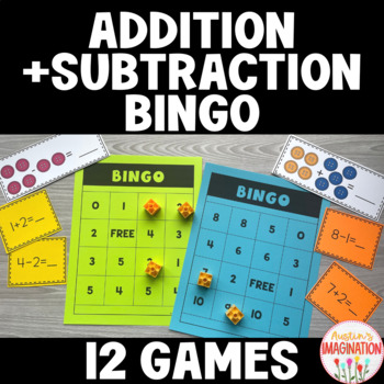 Preview of Addition and Subtraction BINGO Kindergarten First Grade Math Games - EOY Review