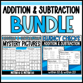Addition and Subtraction BUNDLE: Fluency Checks and Myster