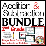 ADDITION and SUBTRACTION BUNDLE Bingo Task Cards Worksheet