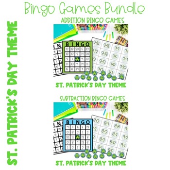 Preview of Addition and Subtraction Bingo St.Patrick's Day Math Game 1st,2nd,3rd Grade