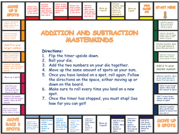 Preview of Addition and Subtraction Board Game