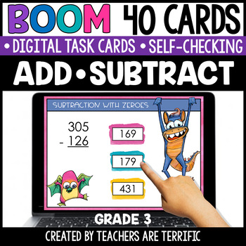 Preview of Addition and Subtraction Boom Cards Grade 3 - Digital
