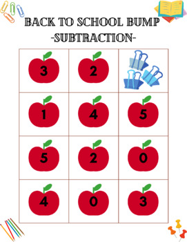 Preview of Addition and Subtraction Bump Math Game No Prep Print and Go