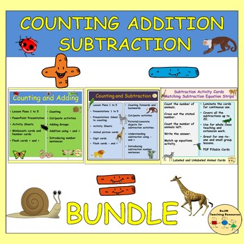 Preview of Addition and Subtraction Bundle Minibeats Insects Bugs and Animals