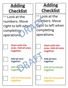 Preview of Addition and Subtraction Checklist (regrouping and borrowing included)