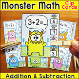 Monster Theme Addition & Subtraction Clip Cards - A Fun Ma