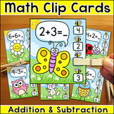 Addition and Subtraction Clip Cards Spring Math Center