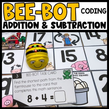 Preview of Bee Bot Printables Addition & Subtraction within 20 Games BeeBot Coding Mat
