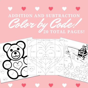 Preview of Addition and Subtraction Color by Code - 20 PAGES!