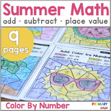 Addition and Subtraction Color by Number Summer First Grad