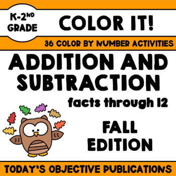 Preview of Addition and Subtraction Coloring Sheets (Fall Edition)