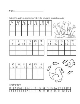 Spring Crack the Code Activity, Math